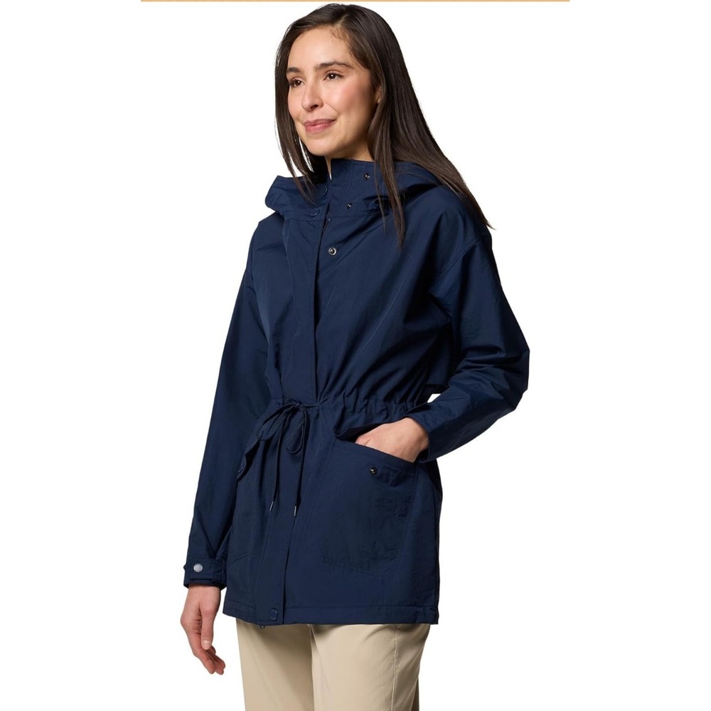 Columbia Women's Blue Pardon My Trench Belt Hooded Rain Coat Jacket  2XL New